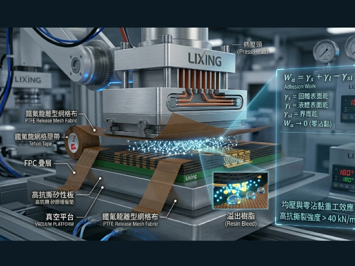 极致离型防护:铁氟龙胶带在高温压合制程中的物理机制解析